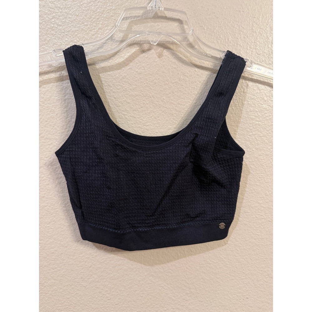 Lucky Brand Textured Cropped Sports Bra Tank Top Athletic Black Women's Size M